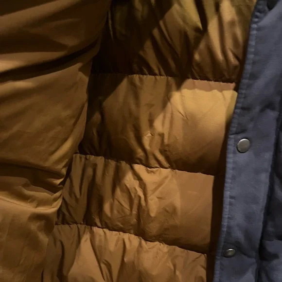 Patagonia Men's Bivy Two-Tone Blue Brown Puffer Jacket - Picture 6 of 9